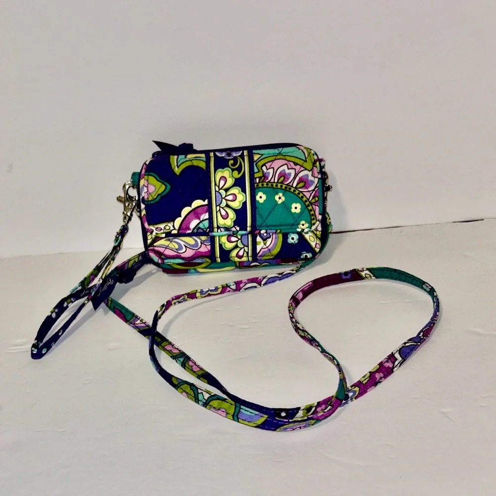 Vera Bradley All in One Crossbody Wristlet Multi Colored Quilted Wallet